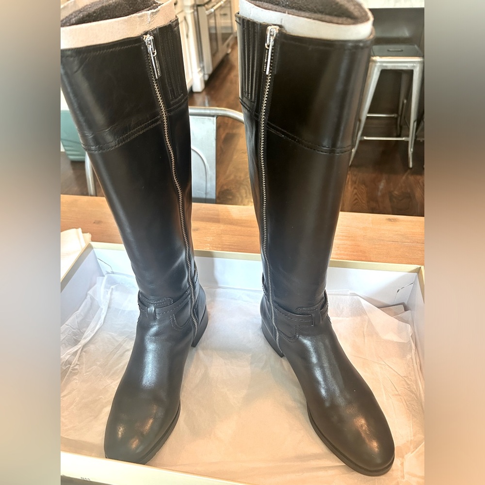 Michael Kors Sockard Leather Black Boots Woman’s Sz 8